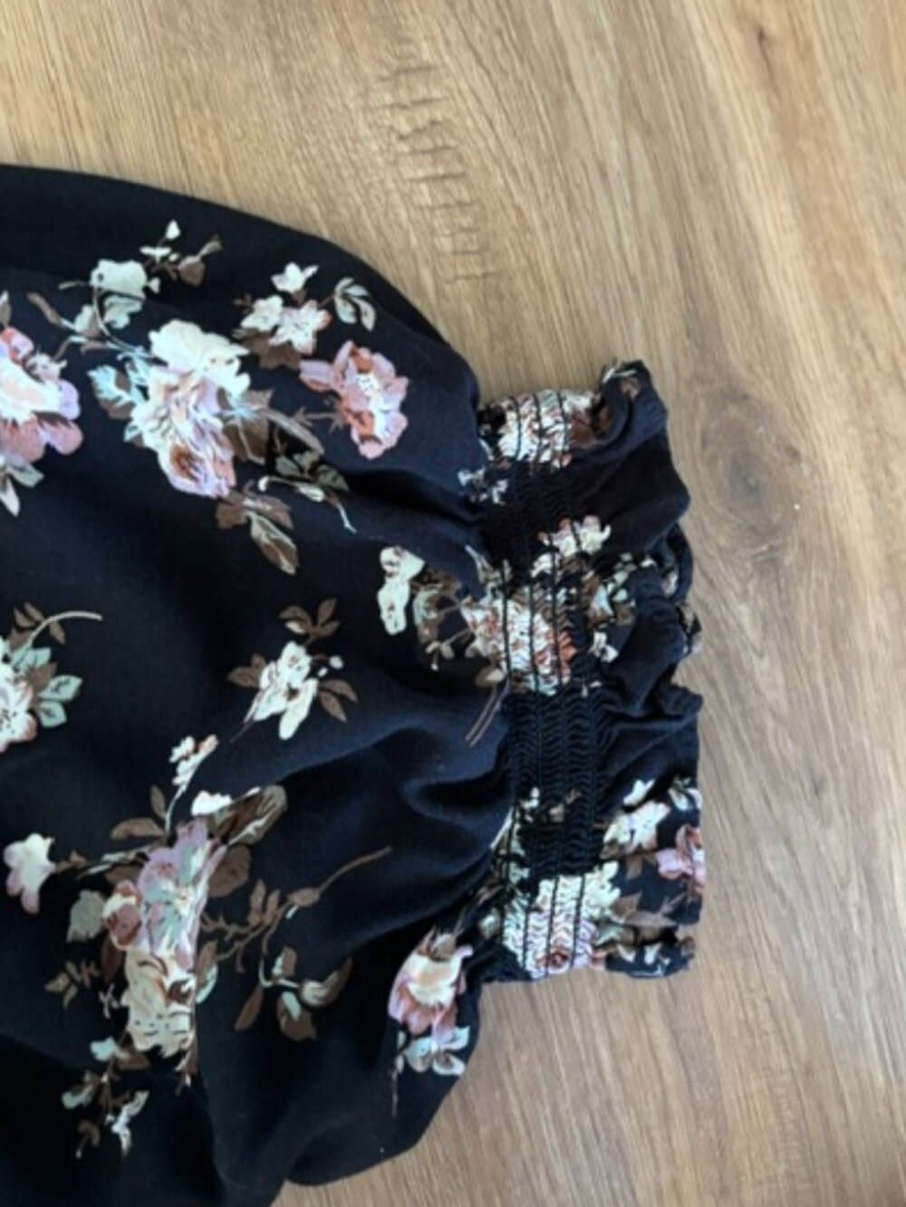 Natural Life Black Floral Wide Leg Cropped Short Sleeve Jumpsuit Large - Picture 4 of 8